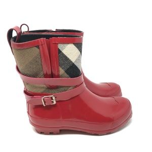 Burberry Kids Red Nova Check Rain boots Size 33 2